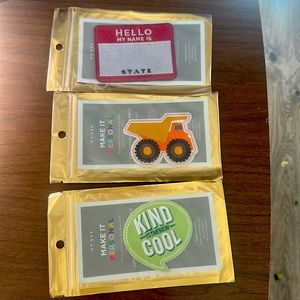STATE bookbag IRON ON patches (truck, hello, cool)